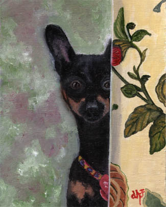 Fine Art Pet Portrait by Artist Donna Aldrich-Fontaine - Jacquay Miniature Pinscher.jpg